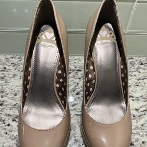 Nude wedges with rope detailing on the heels